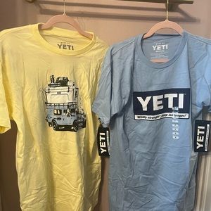 Two new Yeti medium shirts